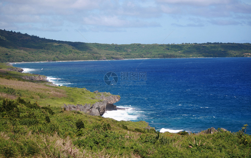 北马里亚纳群岛塞潘岛Laula湾美丽的海岸线图片