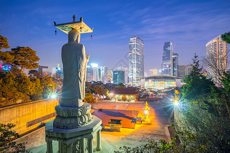 韩国首尔城市夜景背景图片