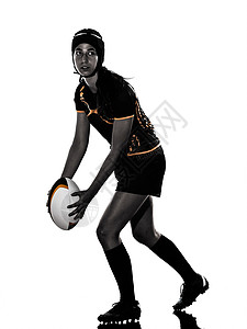 一名橄榄球女运动员身穿双影背孤立在图片