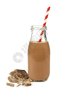 传统瓶装巧克力奶和甘草的巧克力牛奶图片