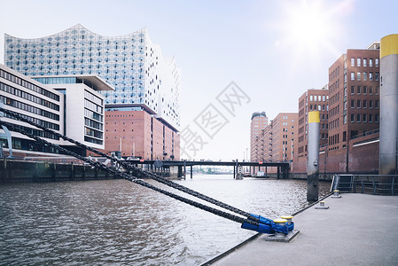 德国汉堡港口城区滨水区现代建筑高清图片