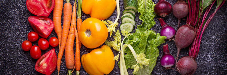 彩虹色蔬菜健康食品概念顶图片
