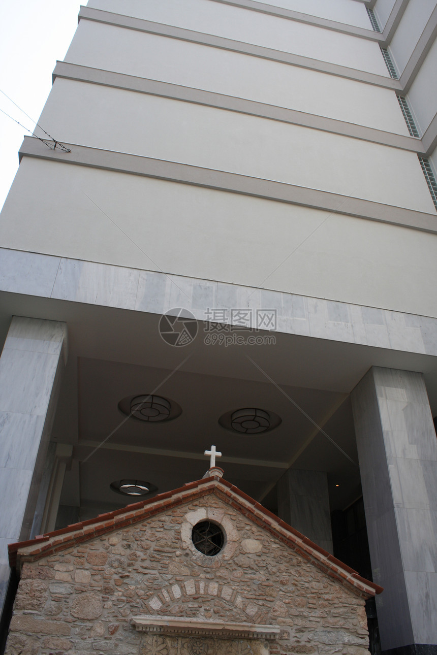 希腊雅典教堂的楼顶建筑图片