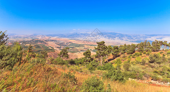 山地景观以色列北部呼拉谷的风景夏天图片