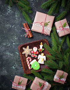圣诞姜饼干如圣诞老人雪花甘蔗图片