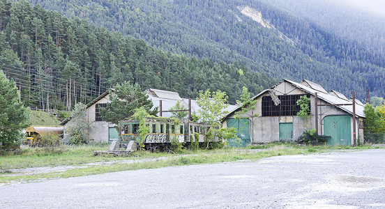 弗兰克赖Canfranc废弃火车站背景