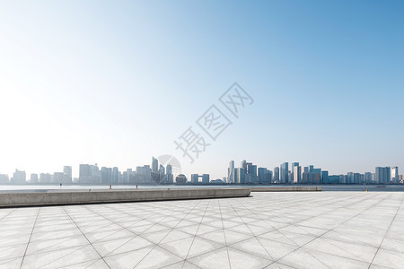 蓝色天空中清江新区的空大理石地背景图片