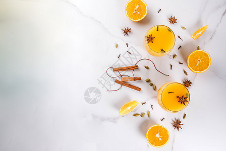 秋季冬季鸡尾酒辛辣冬季橙汁配肉桂八角星小豆蔻丁香图片
