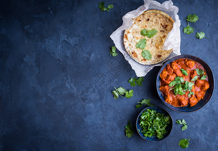 传统的印度英国菜鸡tikkamasala背景香辣鸡masala咖喱碗图片