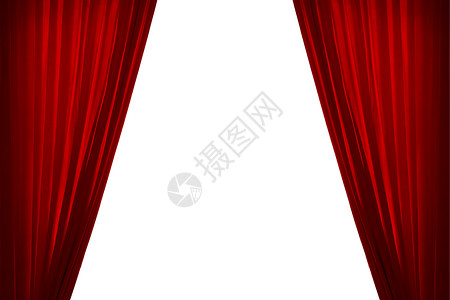 白色背景上的孤立红色窗帘背景图片
