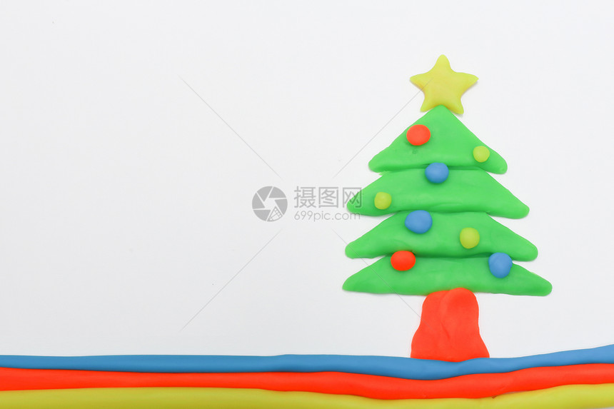 圣诞树的玩偶把白色背景图片