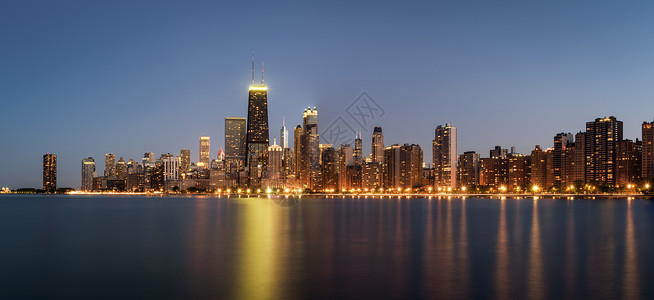 芝加哥天线全景横穿密歇根湖图片