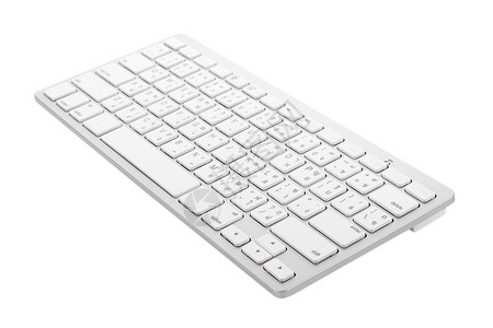 白色背景上的白色无线键盘图片