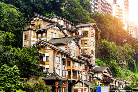 重庆古典建筑洪崖洞背景图片