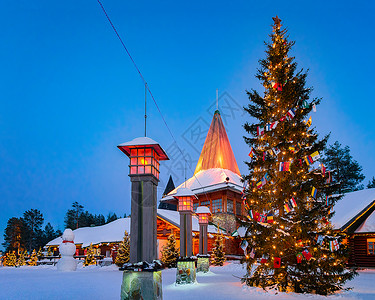 芬兰拉普兰罗瓦涅米圣诞老人村圣诞老人办公室的北极圈背景图片