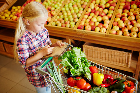 小消费者在超市购物时将购买的产品列表制作成图片