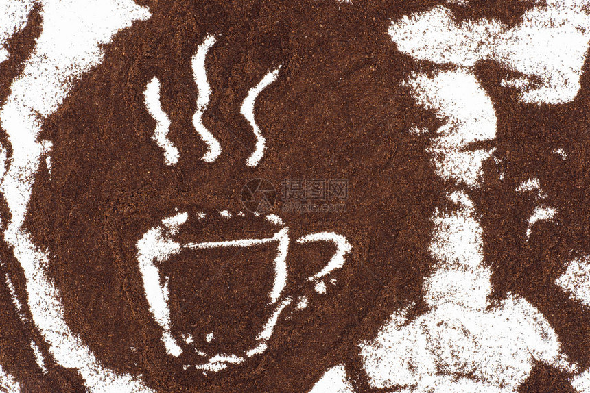 白色咖啡用咖啡绘制的咖啡图片