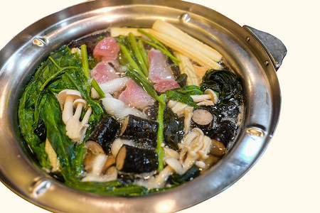 寿喜烧韩国食品上白色孤立图片