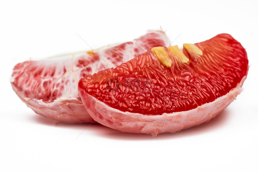 红柚果肉与种子隔离在白色背景上泰国暹罗红宝石柚果维生素C图片