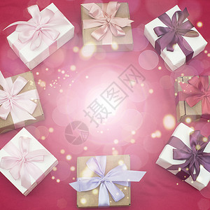 带有粉红背景礼物盒的节日背景Fetive效果图片