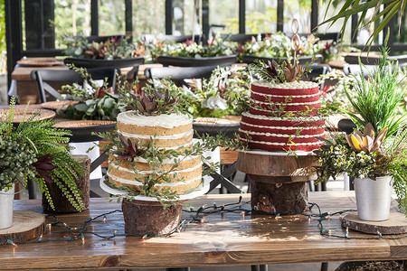 婚礼庆典的两个蛋糕图片