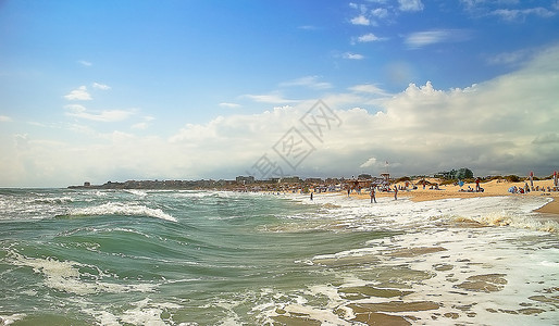 黑海沿岸的海沙和天空黑海沿岸保加利亚普里莫尔斯科图片