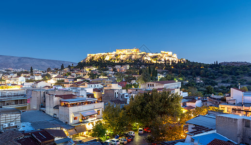晚上希腊雅典首府希图片