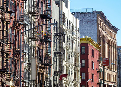 纽约曼哈顿唐人街区莫特街沿线的纽约背景图片