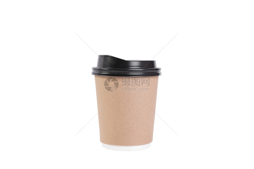 白色背景的棕色咖啡纸杯被孤立图片
