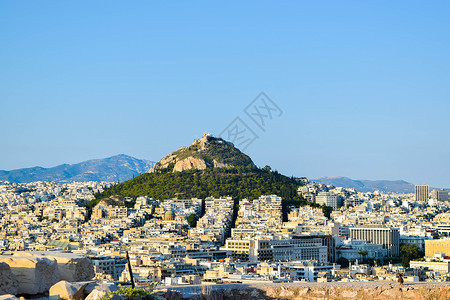 山和希腊雅典的全景图片