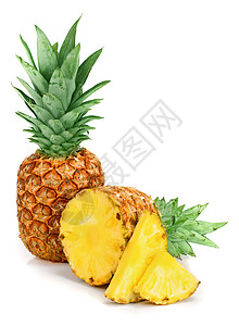 菠萝片隔离在白色背景上图片
