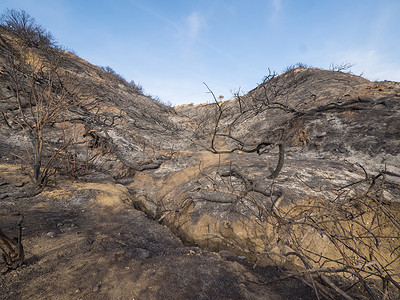 加利福尼亚被烧毁和坏的山图片