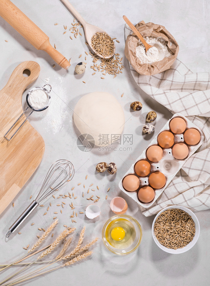 带有烘焙烹饪原料的食谱模板图片