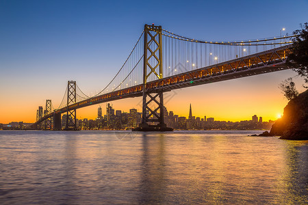 旧金山天际线的经典全景高清图片