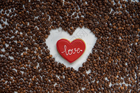 Cookie心脏和架心从咖啡图片