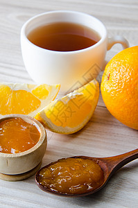 一杯茶配橘子果酱图片