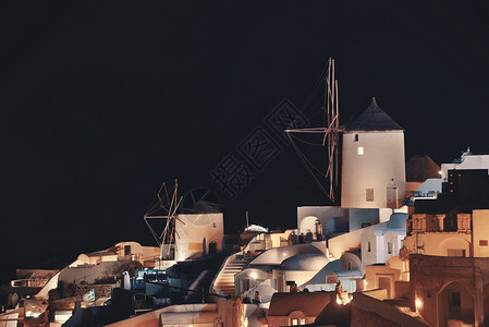 圣托里尼岛希腊夜间图片