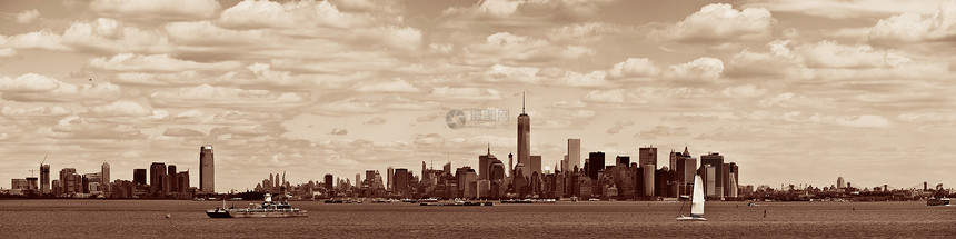 曼哈顿市中心天线与城市摩图片