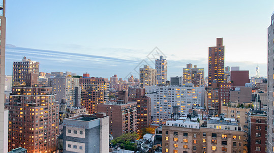 美国纽约日落时的曼哈顿图片