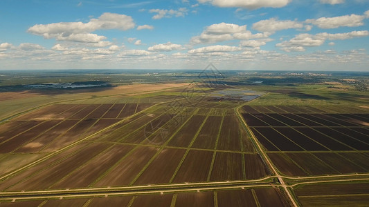 农业耕地农业地貌灌溉农田的空中观景情图片
