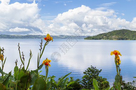 ARE哥斯达黎加阿雷纳尔湖周围的美丽景象湖泊风景舒缓热带雨林和Are背景