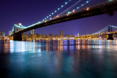 布鲁克林大桥和东河上的曼哈顿大桥图片