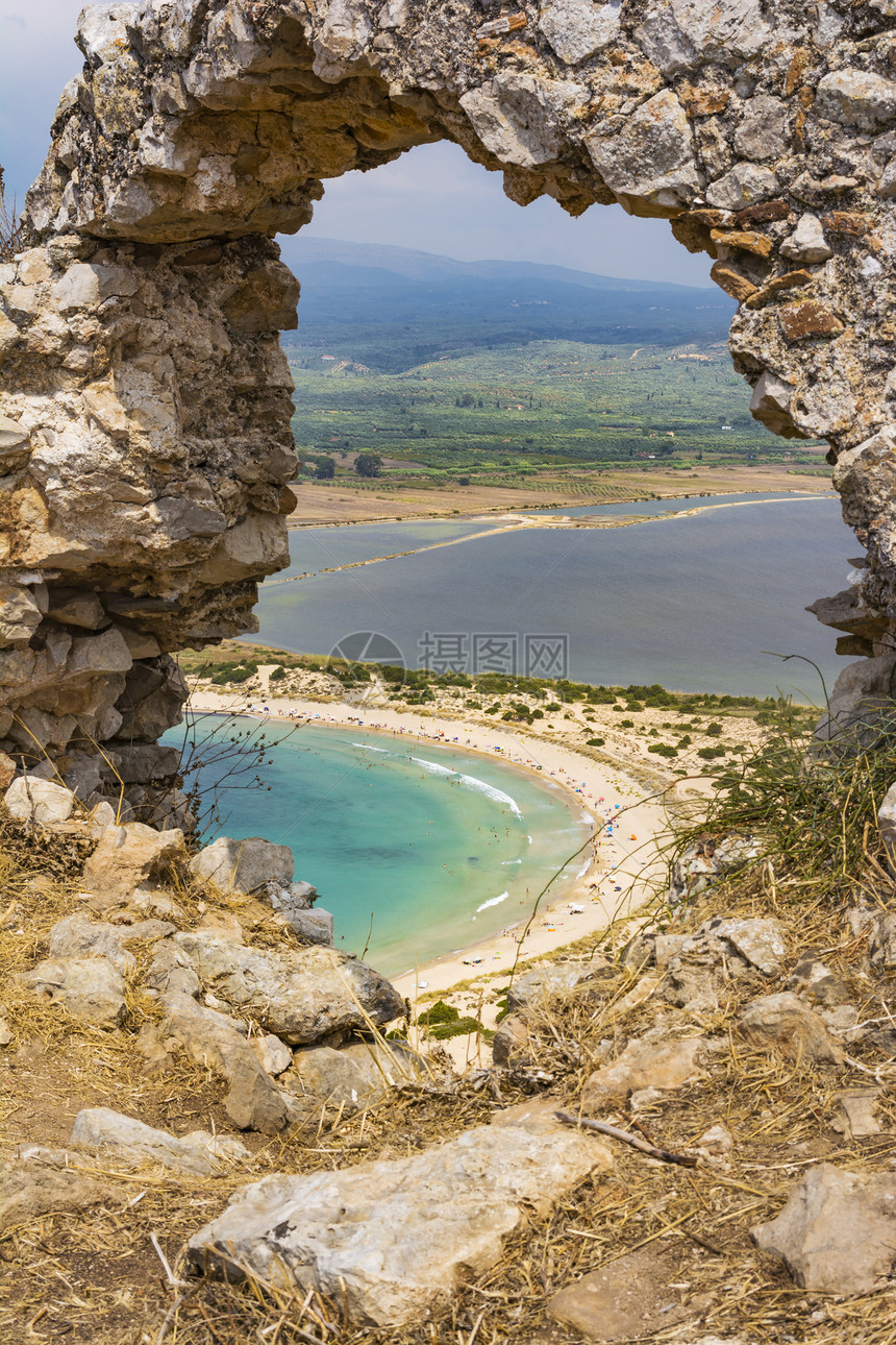 从Palaiokastro古纳瓦里诺城堡到希腊佩罗波涅斯地区的Voidokilia海滩和Div图片