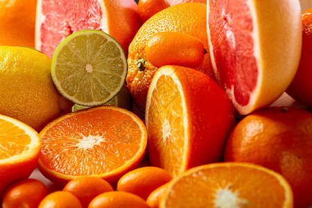 柠檬石灰橘子粉红葡萄油和橙子图片