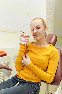 在口腔诊所有牙科下巴模背景图片
