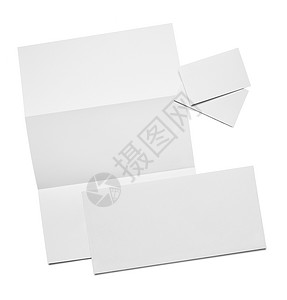 白色背景的袋纸张和商务卡模板以白背景图片