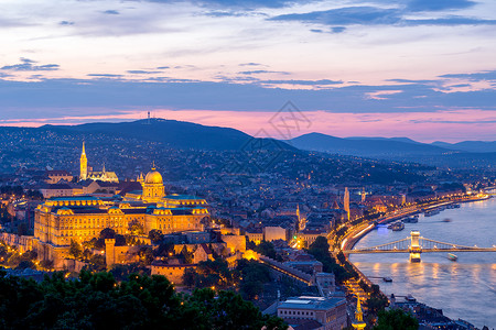 匈牙利日落布达佩斯城堡图片