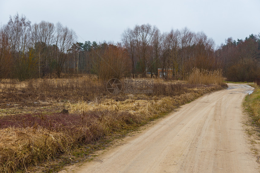 清空的冬天的田野道路图片