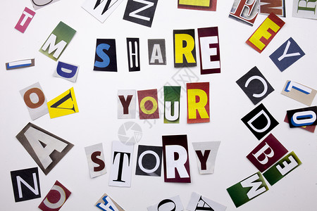 显示分享你的故事的概念图片