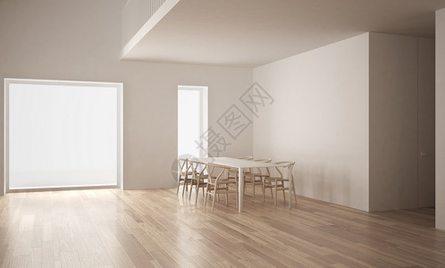 现代空间有桌椅阁楼白色图片